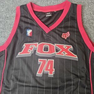 Y2K Vintage Fox Racing Men's Fox 74 Sleeveless Jersey XL Pinstripe Patch Logo